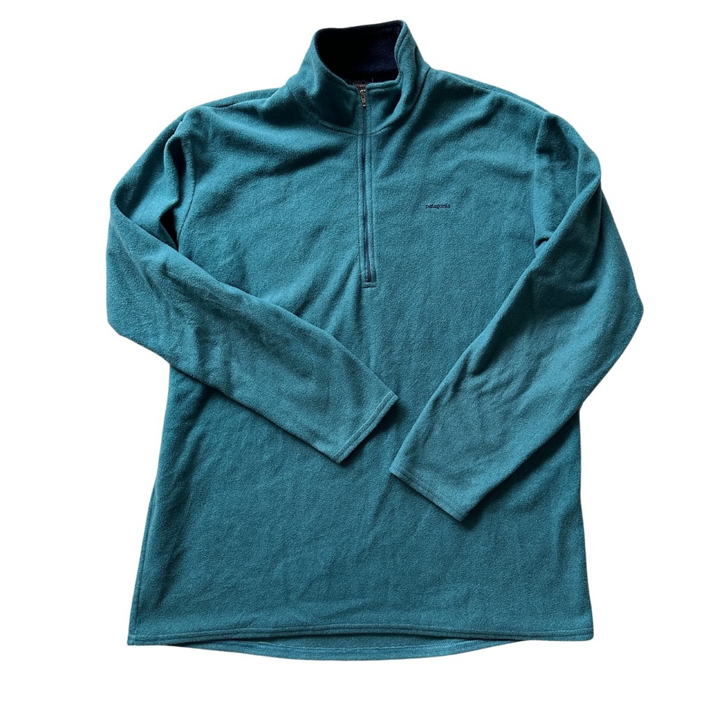 Vintage Patagonia Sweater XL Teal Capilene Fleece Quarter Zip USA 1/4 Pullover - Picture 1 of 9
